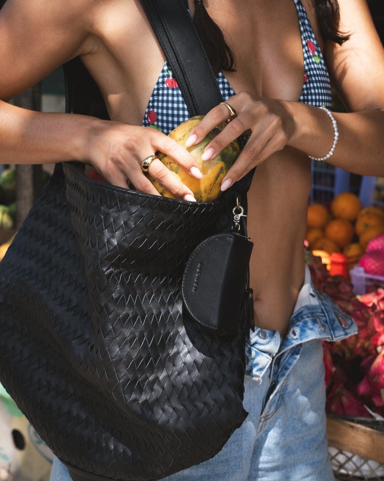 MANDRN Evra Woven Tote - Black tote