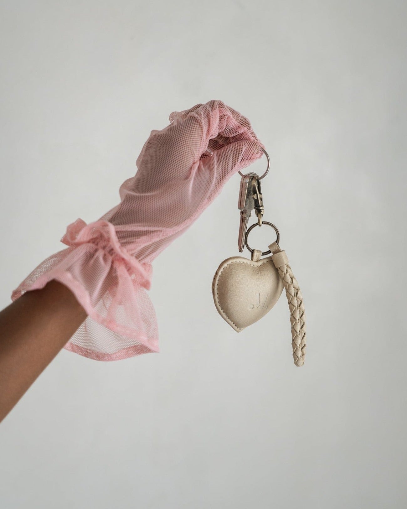 Mandrn Puffy Heart Keychain- Bone Keychain