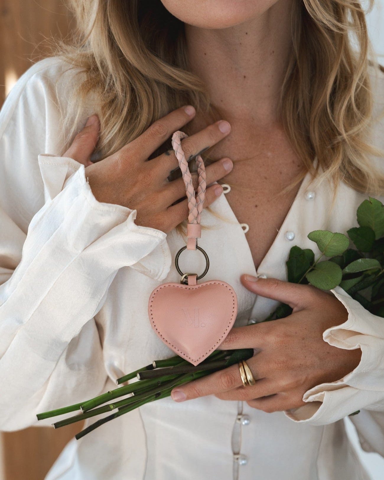 Mandrn Puffy Heart Keychain- Pink Keychain
