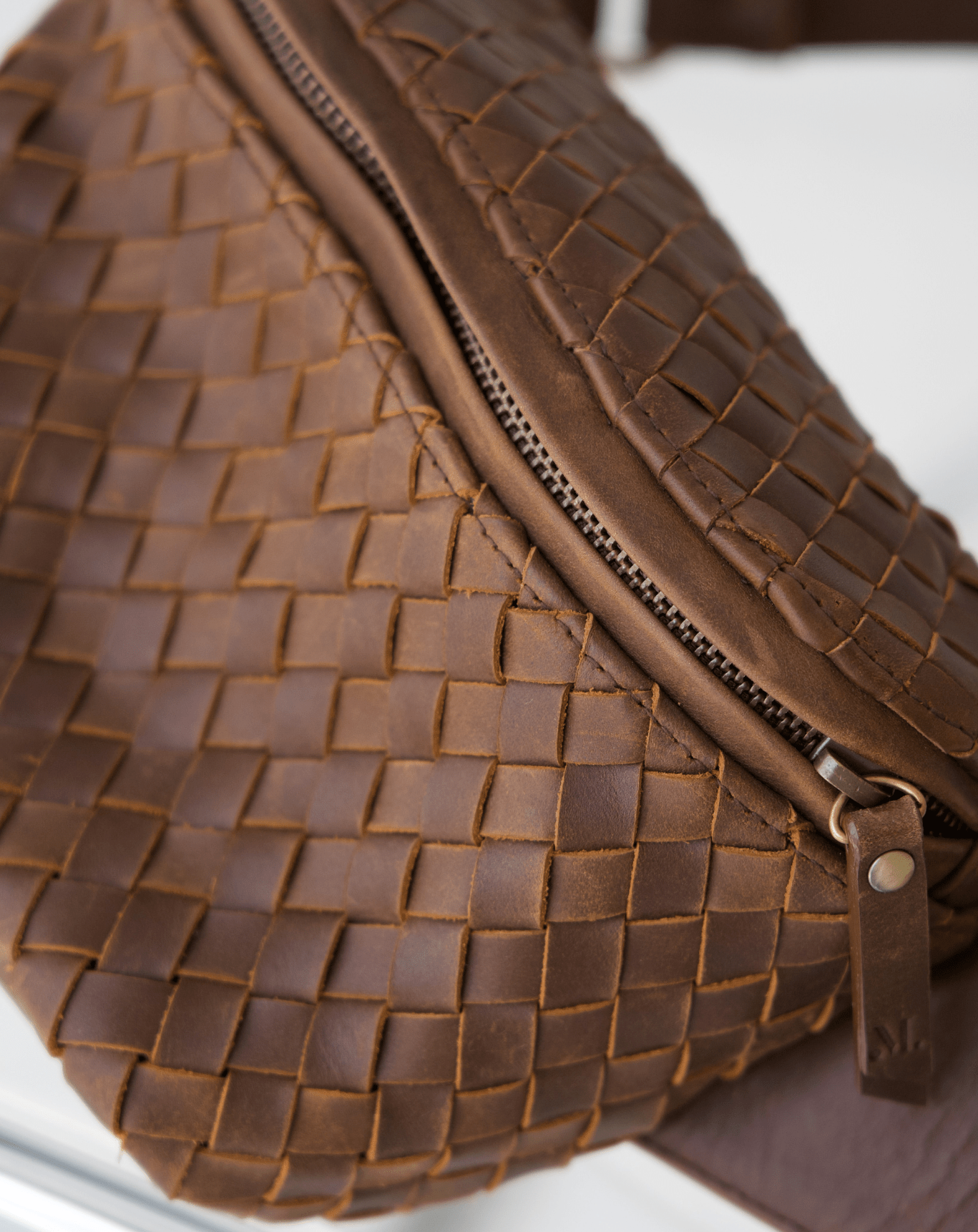 MANDRN  The Woven Remy- Sand Leather Fanny Pack