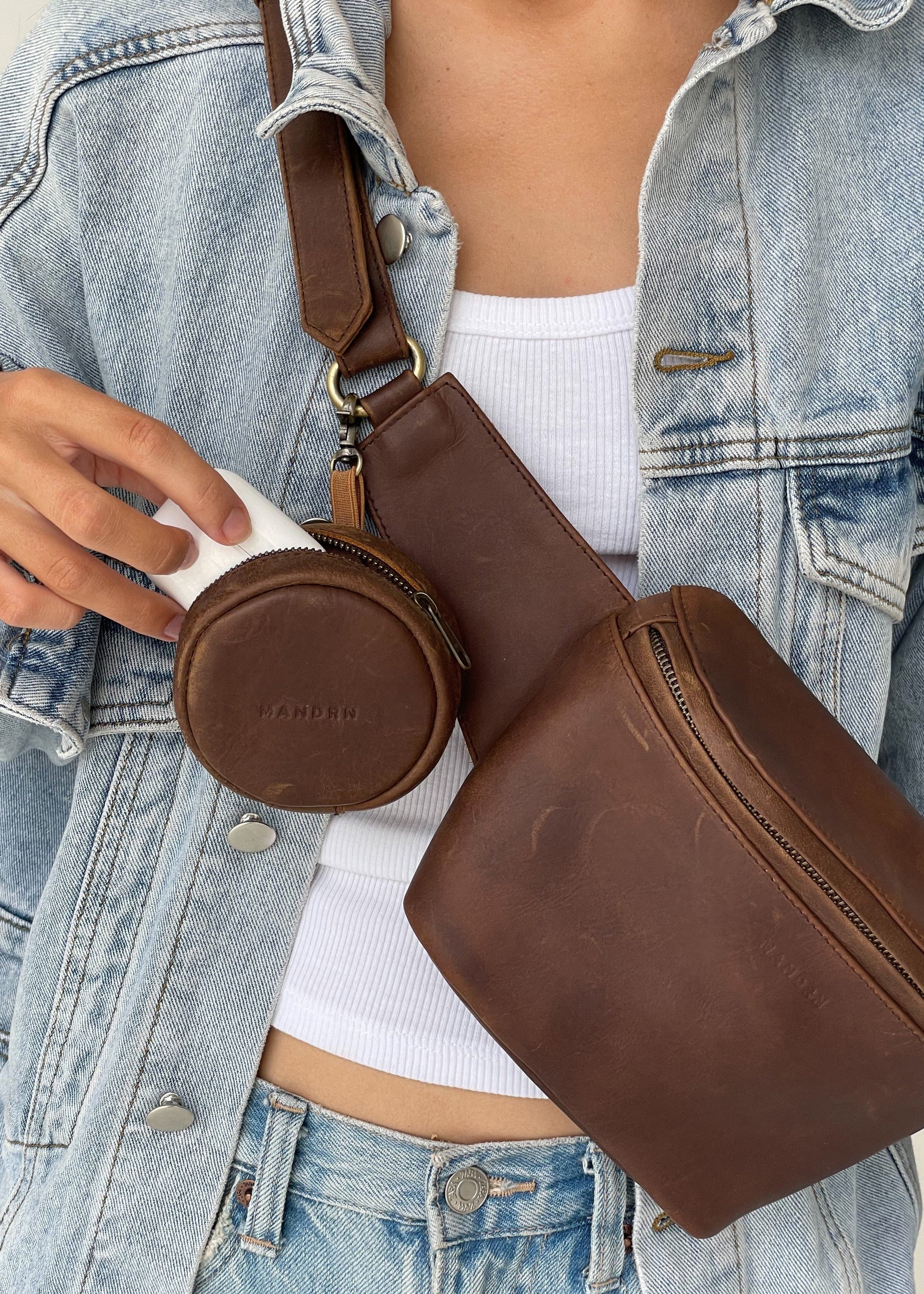 Mandrn Rover Circle Pouch - Saddle Brown Circle Pouch Add-On