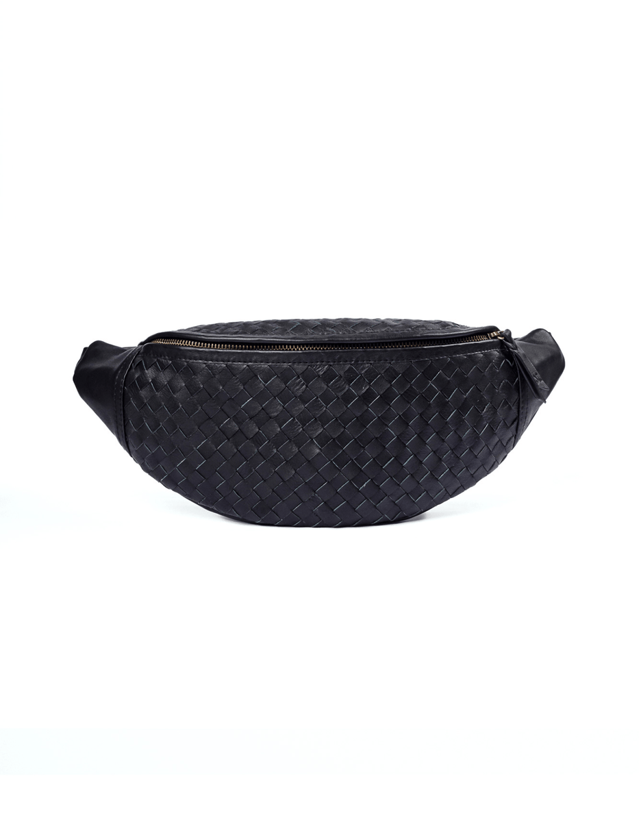 MANDRN | The Woven Atlas - Black Leather Crossbody Bag