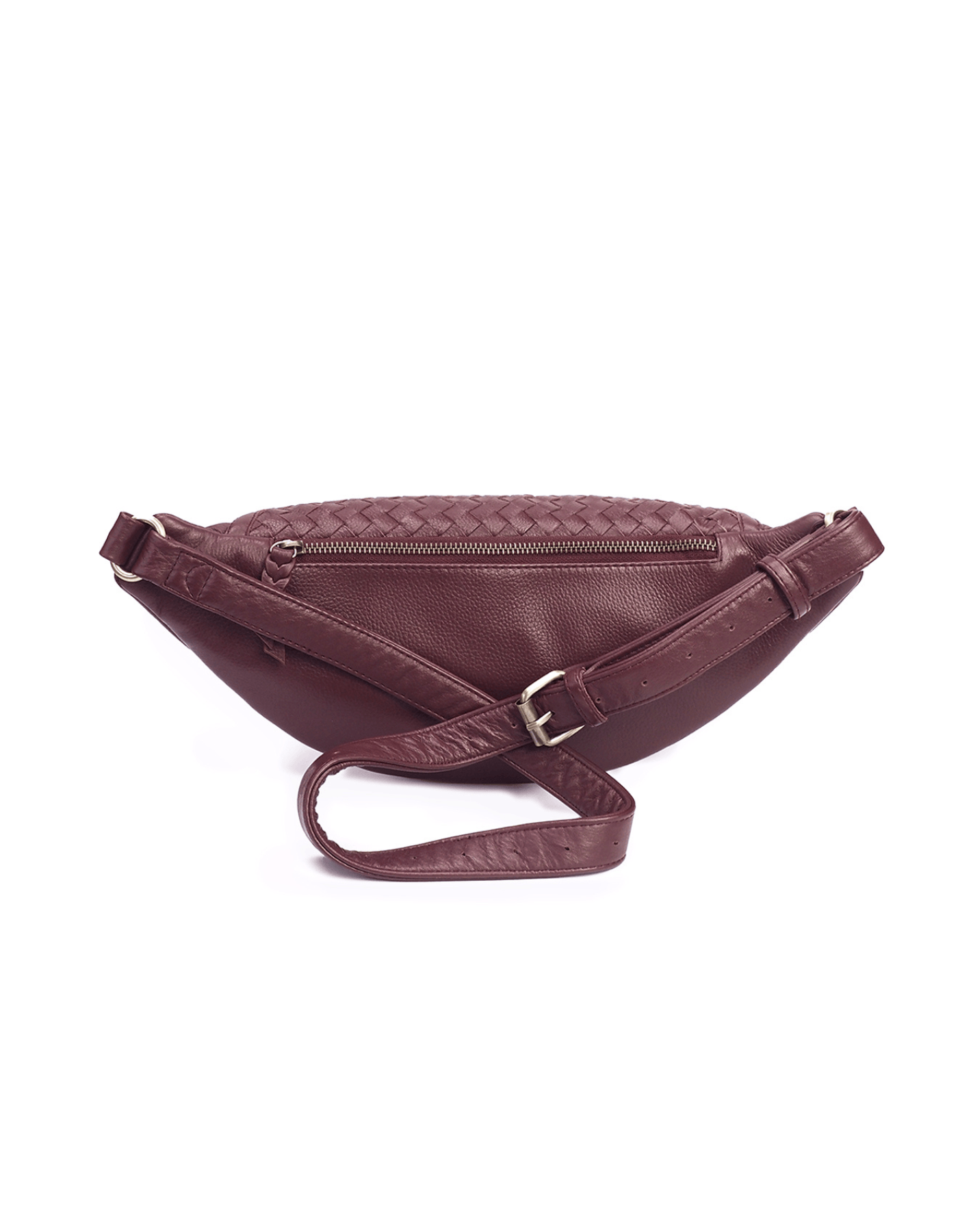 MANDRN | The Woven Atlas - Burgundy Leather Crossbody Bag