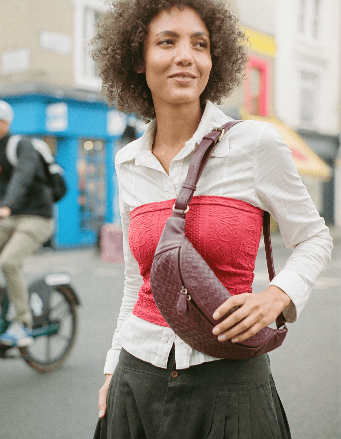MANDRN | The Woven Atlas - Burgundy Leather Crossbody Bag