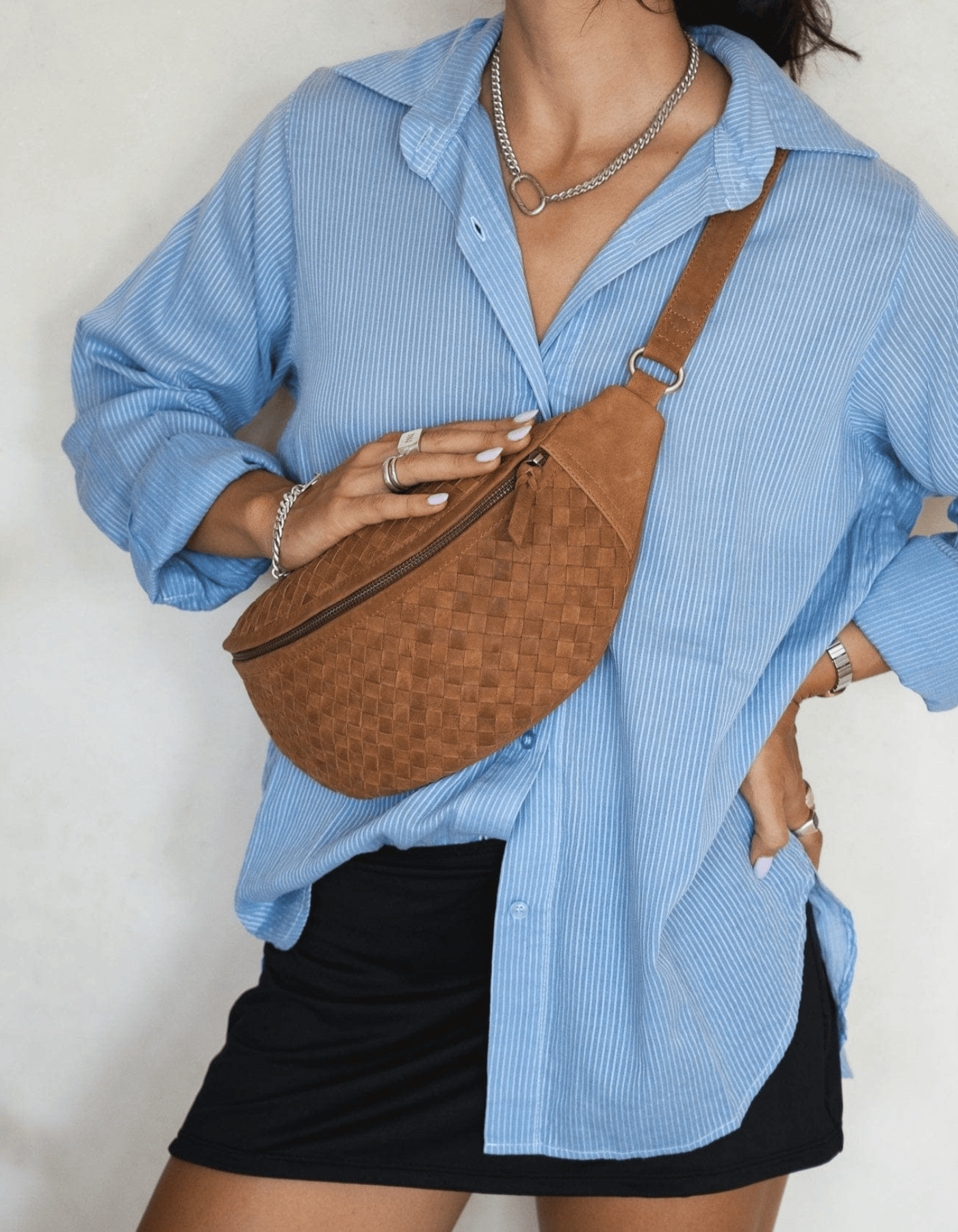 MANDRN | The Woven Atlas - Saddle Light Leather Fanny Pack