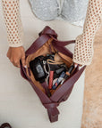 MANDRN Woven Evra Tote - Burgundy tote