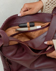 MANDRN Woven Evra Tote - Burgundy tote
