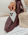 MANDRN Woven Evra Tote - Burgundy tote