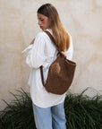MANDRN Woven Evra Tote - Saddle (Dark) tote