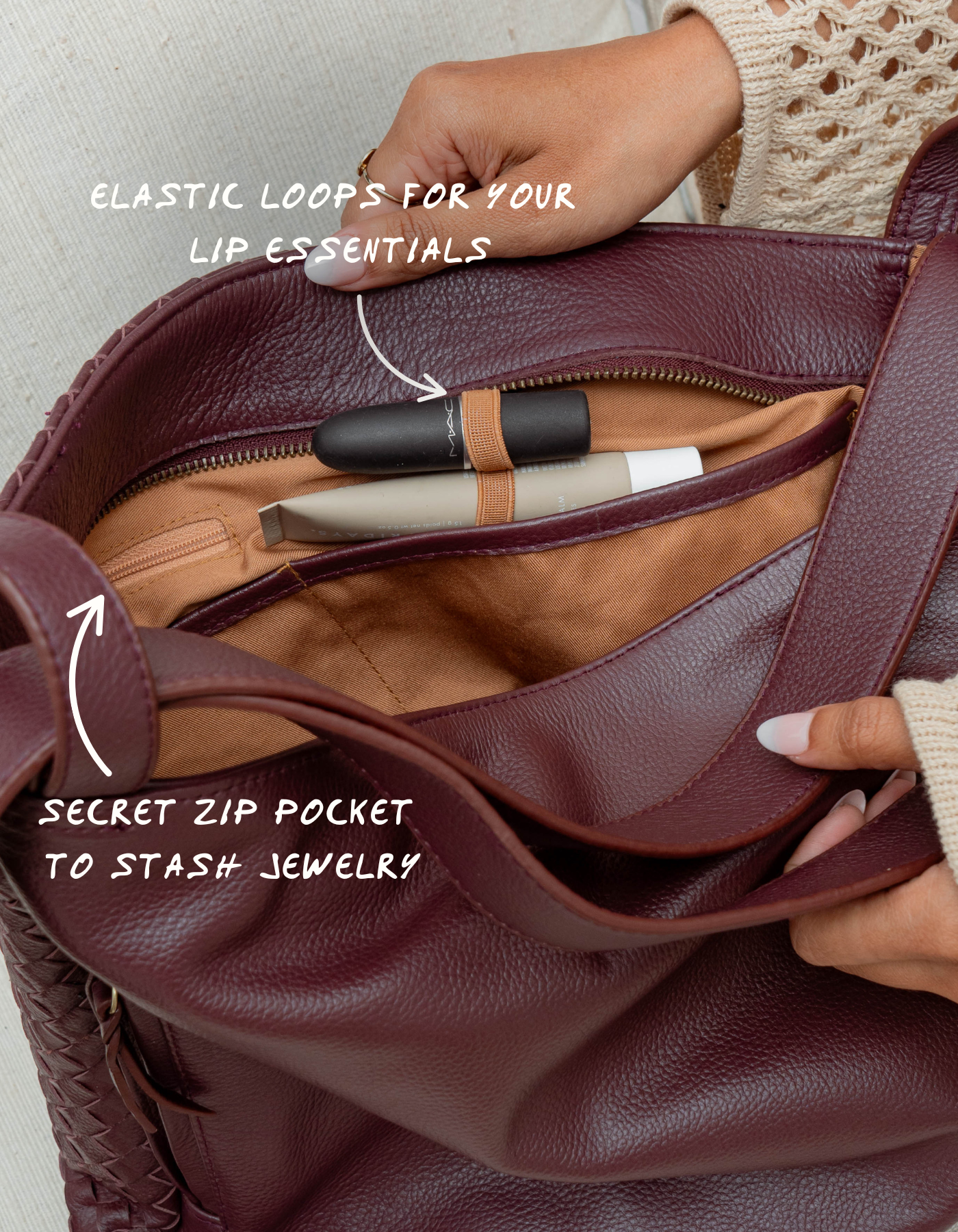 Woven Evra Tote - Burgundy