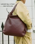 Woven Evra Tote - Burgundy