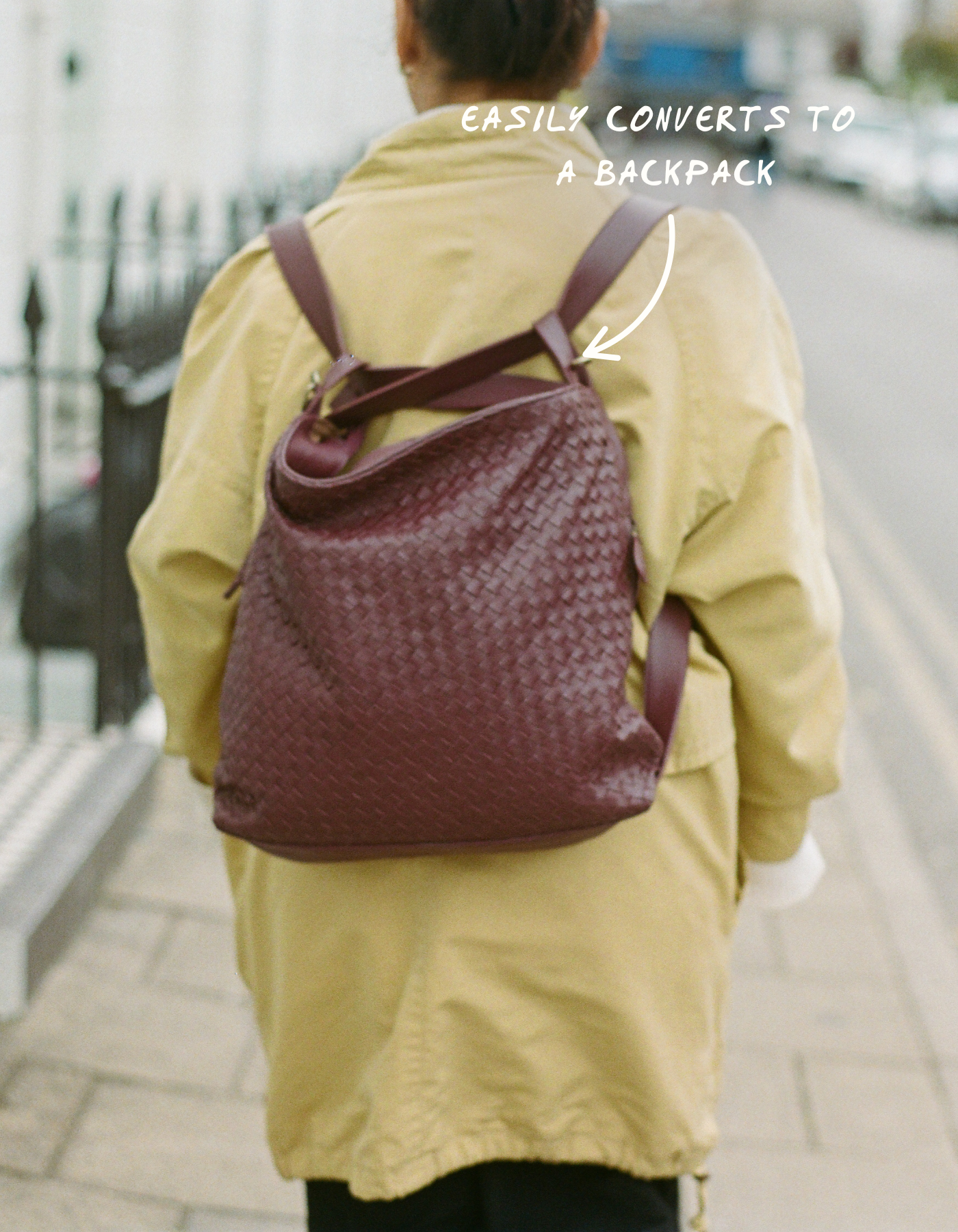 Woven Evra Tote - Burgundy