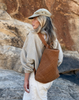 Woven Evra Tote - Saddle (Light)