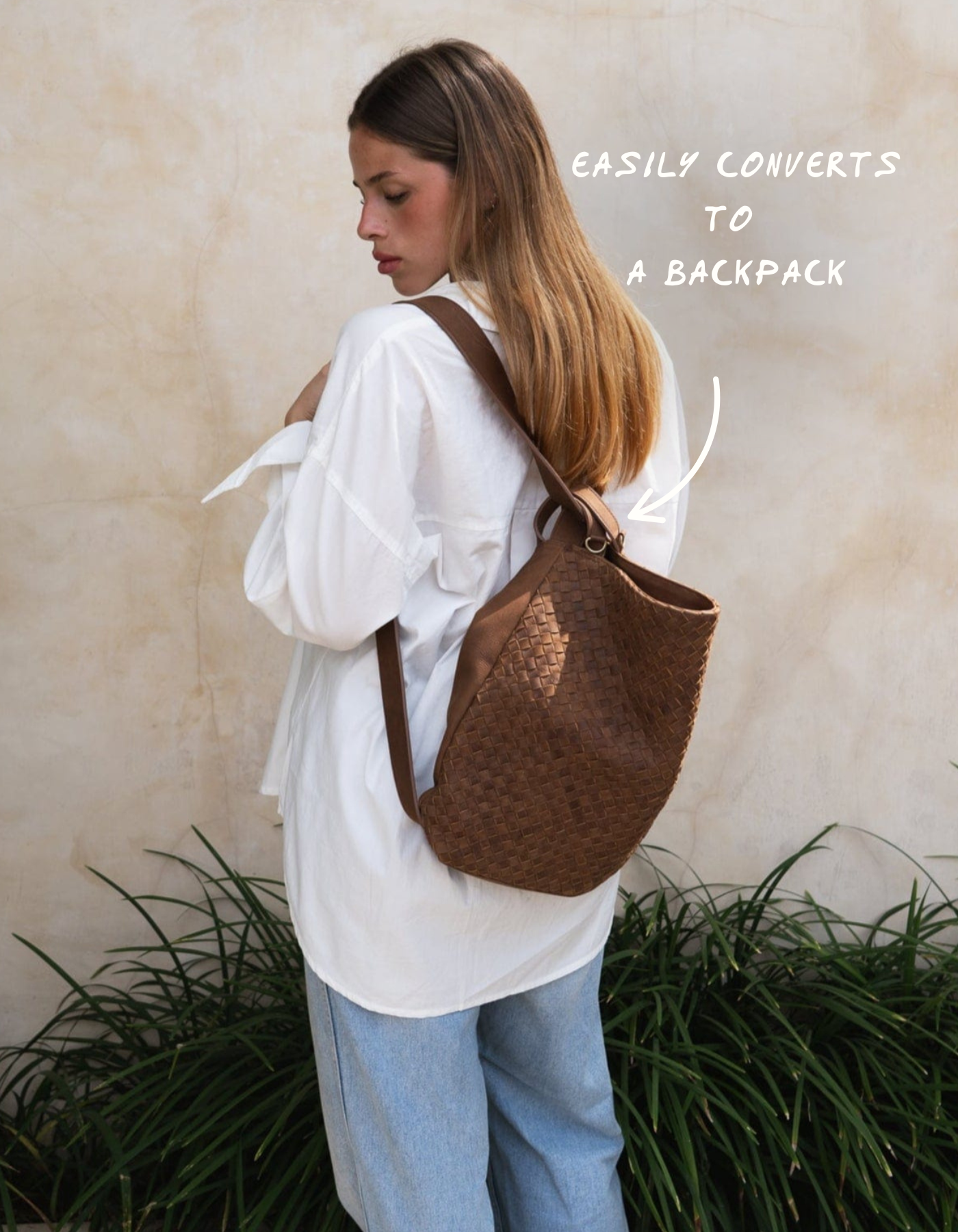 Woven Evra Tote - Saddle (Dark)