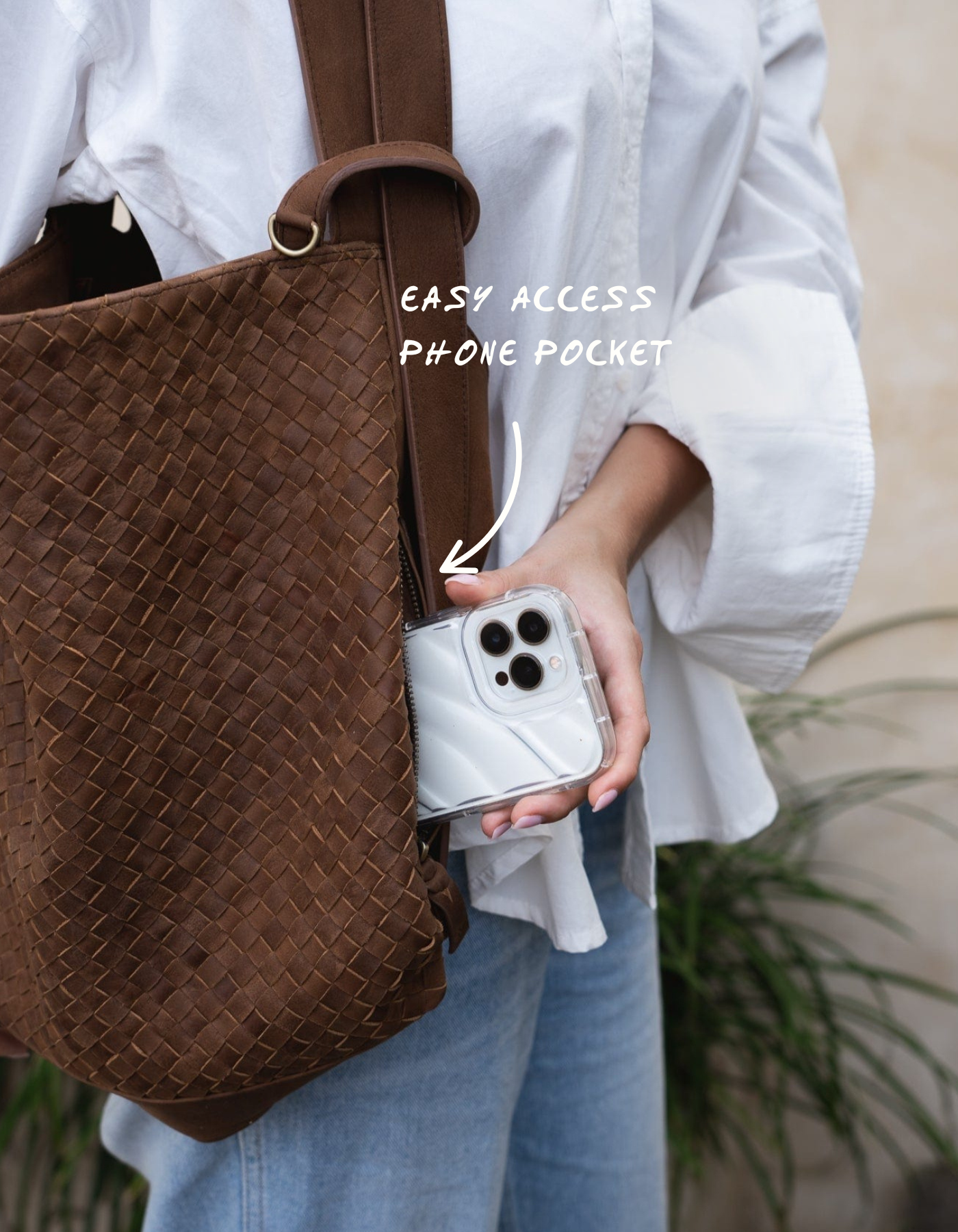 Woven Evra Tote - Saddle (Dark)