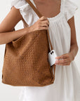 Woven Evra Tote - Saddle (Light)