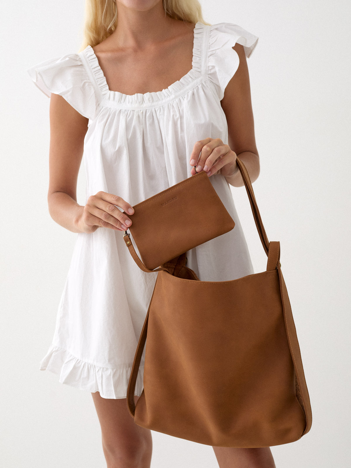 Woven Evra Tote - Saddle (Light)