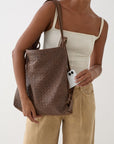 [PRE-ORDER] Woven Evra Tote - Saddle (Dark)