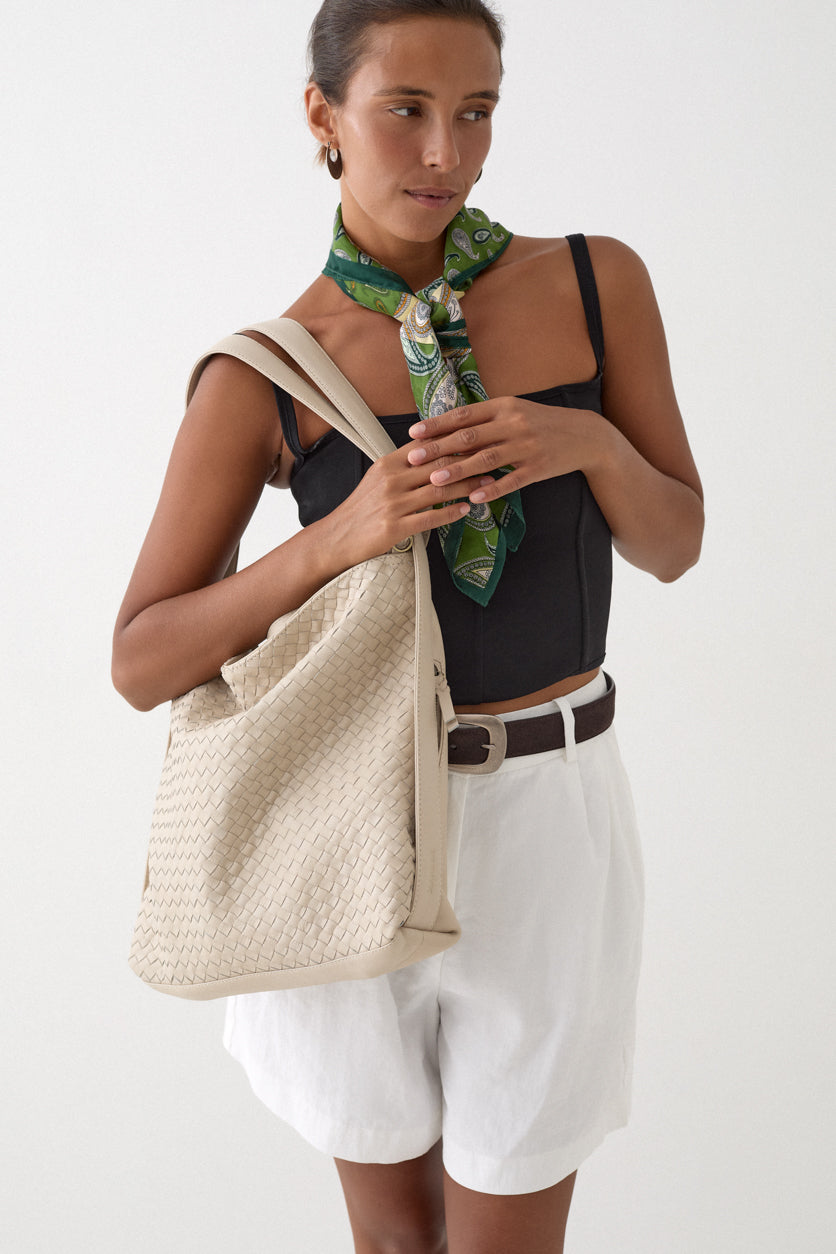 Woven Evra Tote - Bone