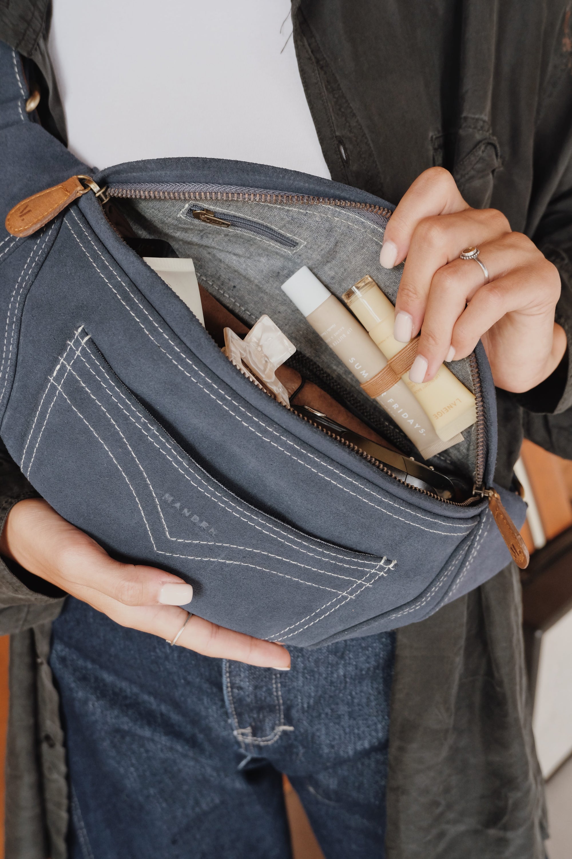 Mandrn Atlas - Suede Denim Fanny Pack