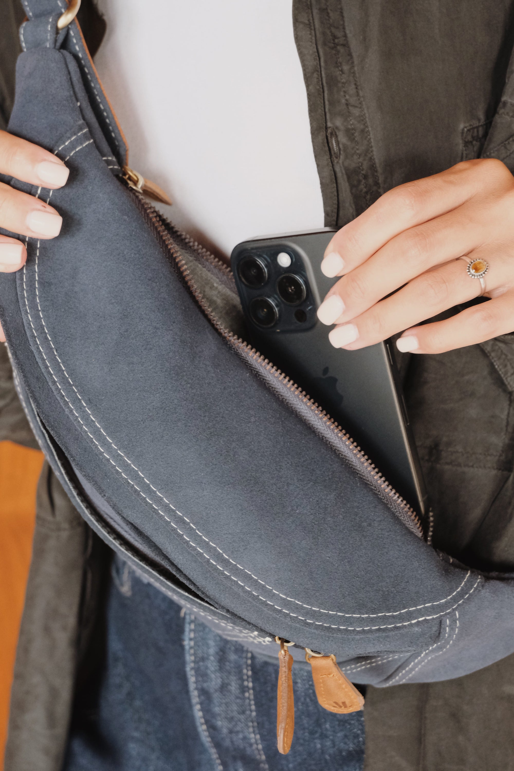 Mandrn Atlas - Suede Denim Fanny Pack