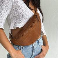 MANDRN  The Atlas- Tan Leather Fanny Pack