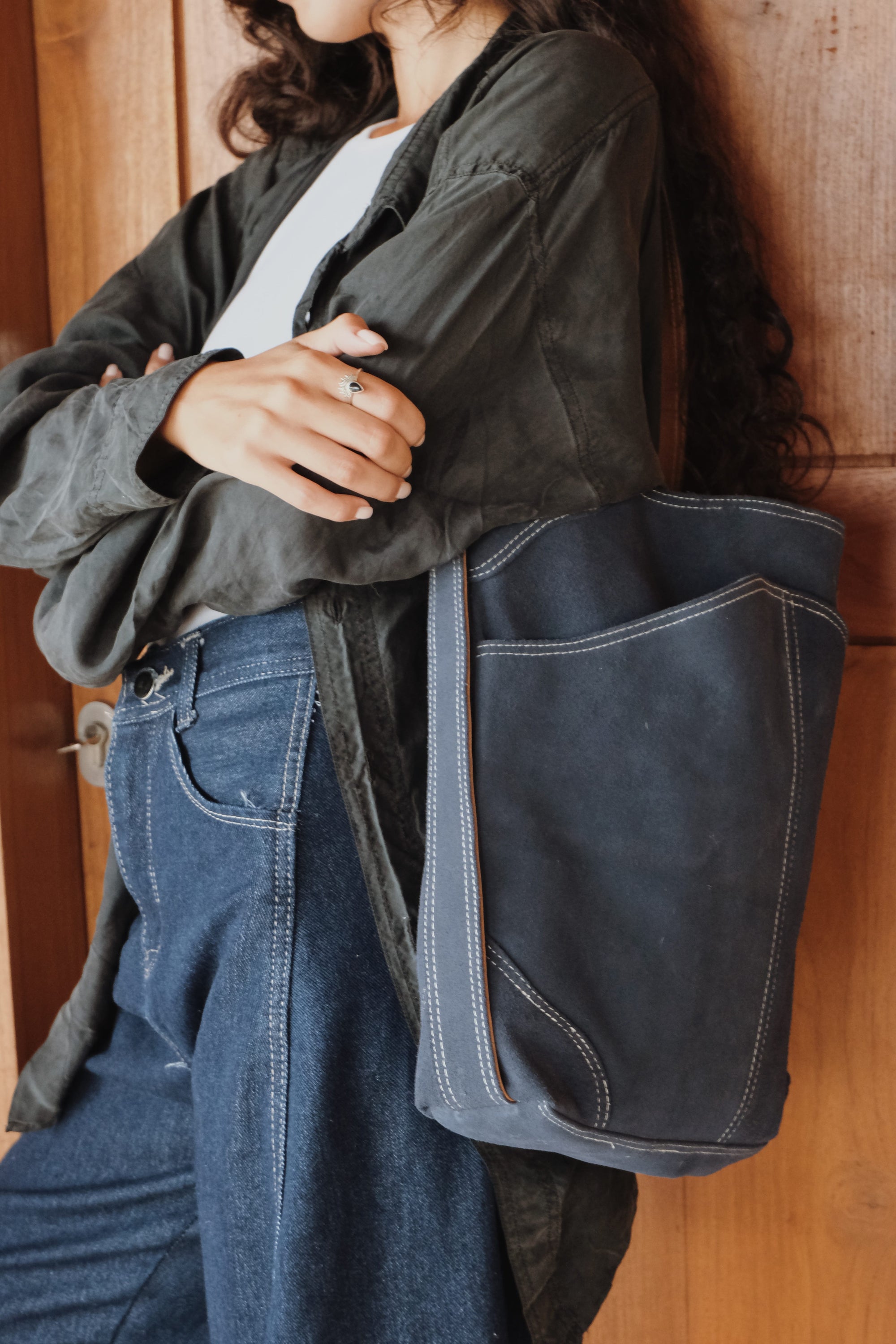 Mandrn Evra - Suede Denim tote