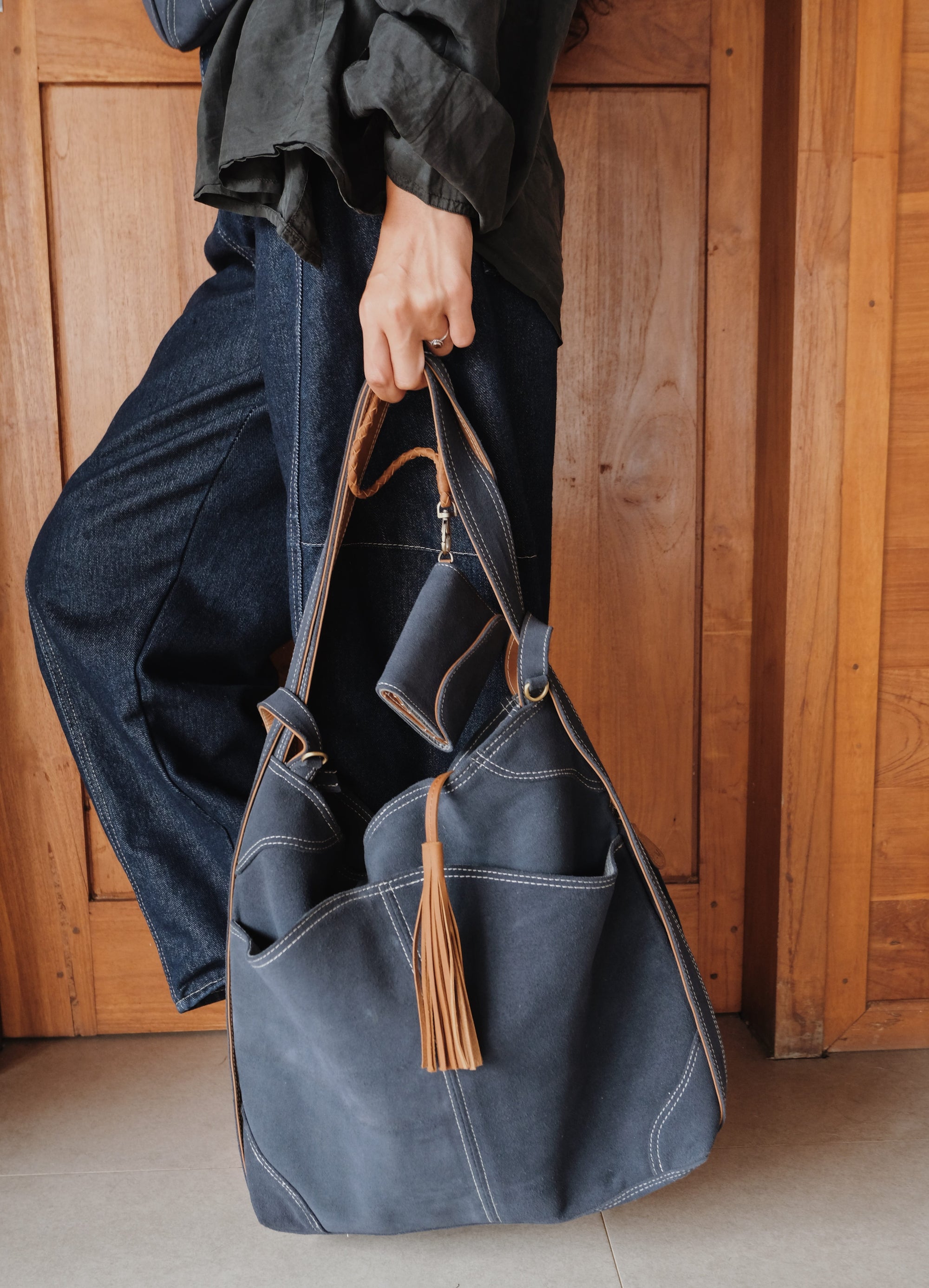 Mandrn Evra - Suede Denim tote