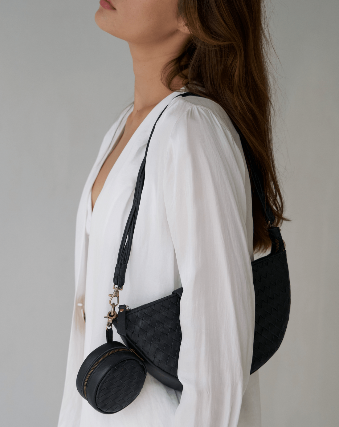 MANDRN | The Woven Naomi Bag- Black Leather Purse