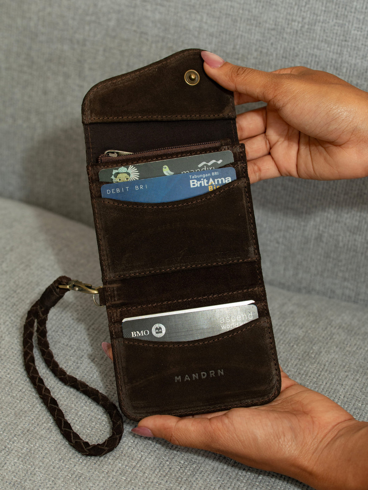 Mandrn Noa - Espresso Suede Wallets &amp; Money Clips