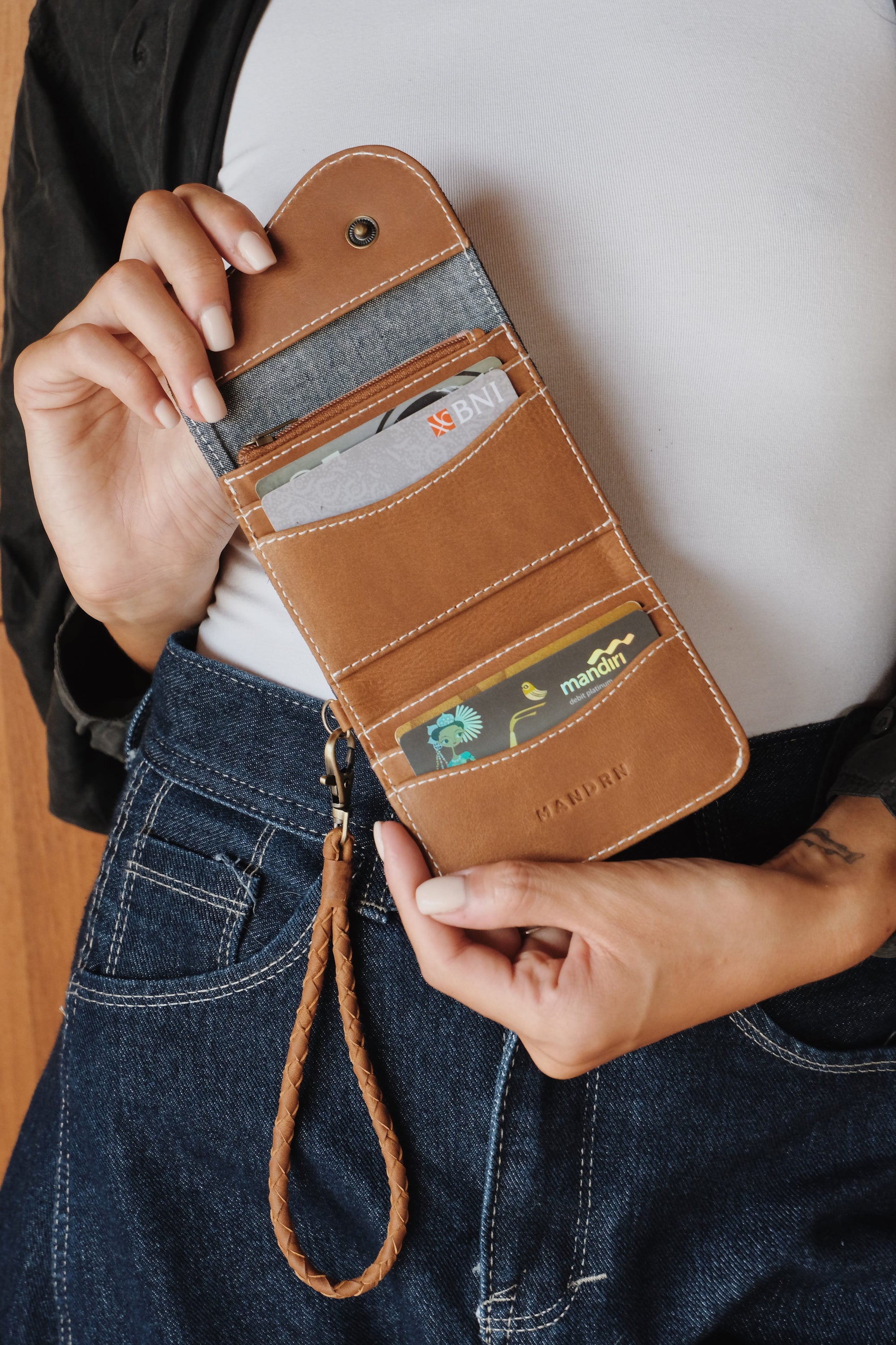 Mandrn Noa - Suede Denim Wallets &amp; Money Clips