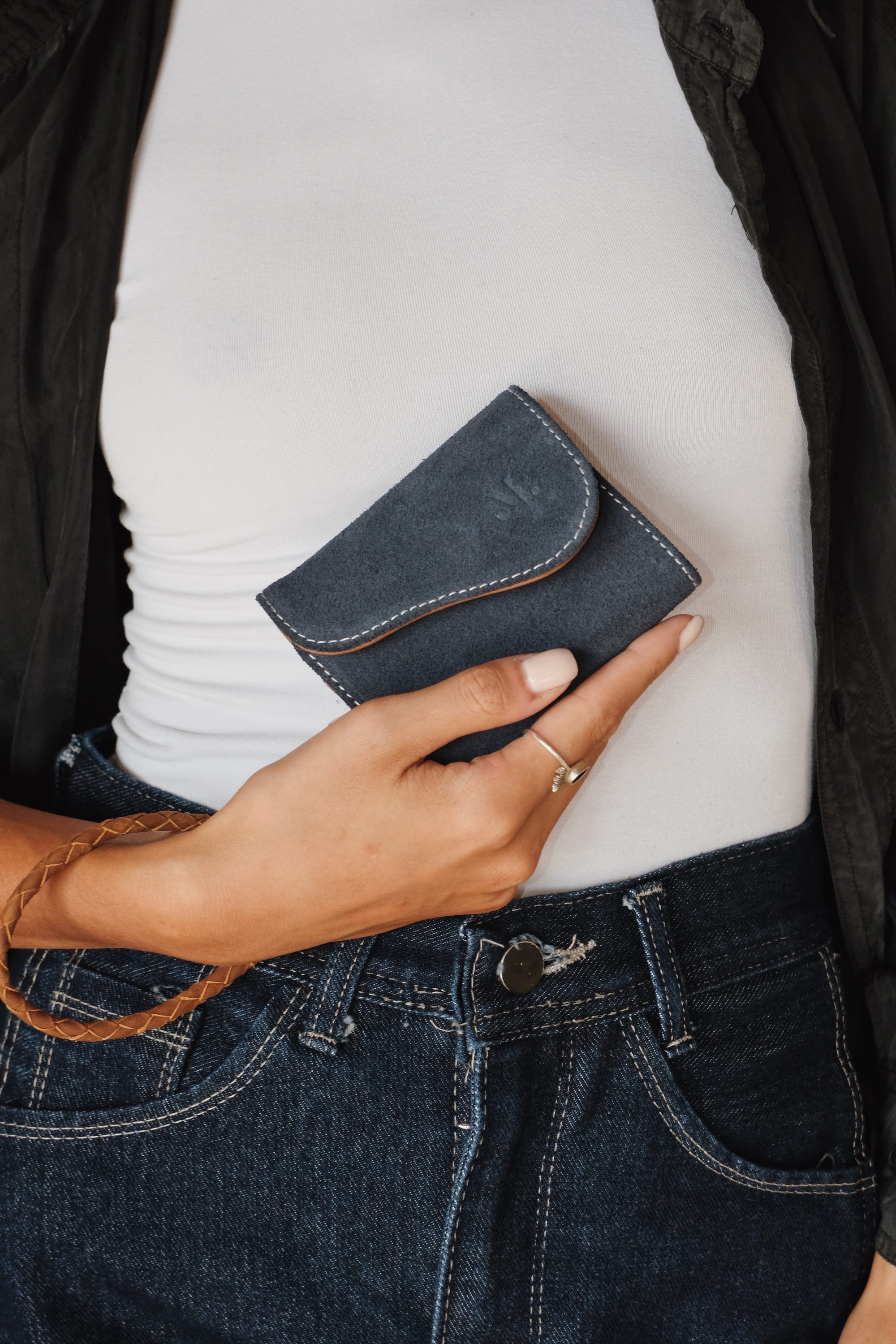 Mandrn Noa - Suede Denim Wallets & Money Clips