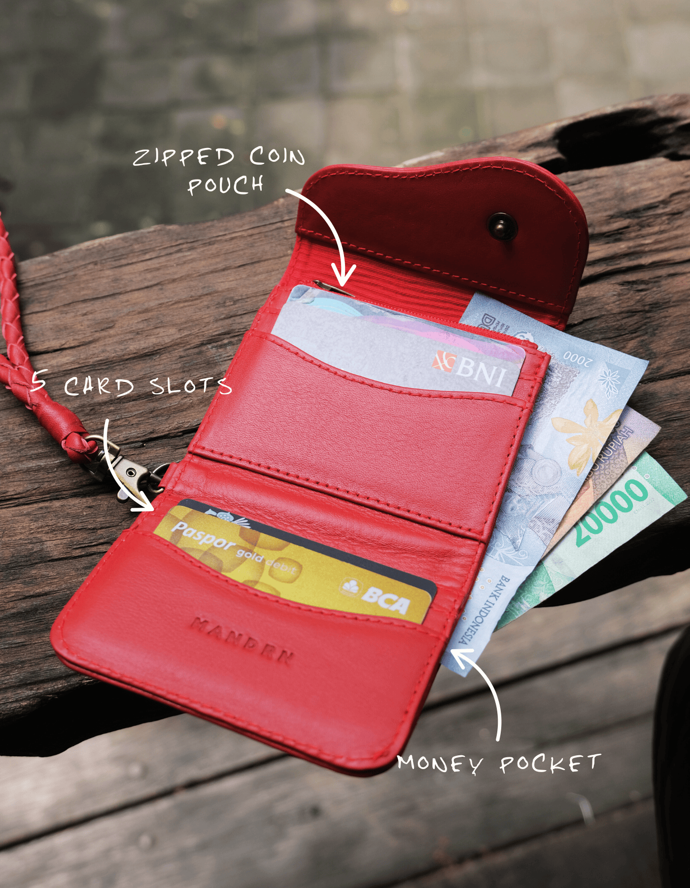 Mandrn Noa Wallet - Cherry Red Wallets &amp; Money Clips
