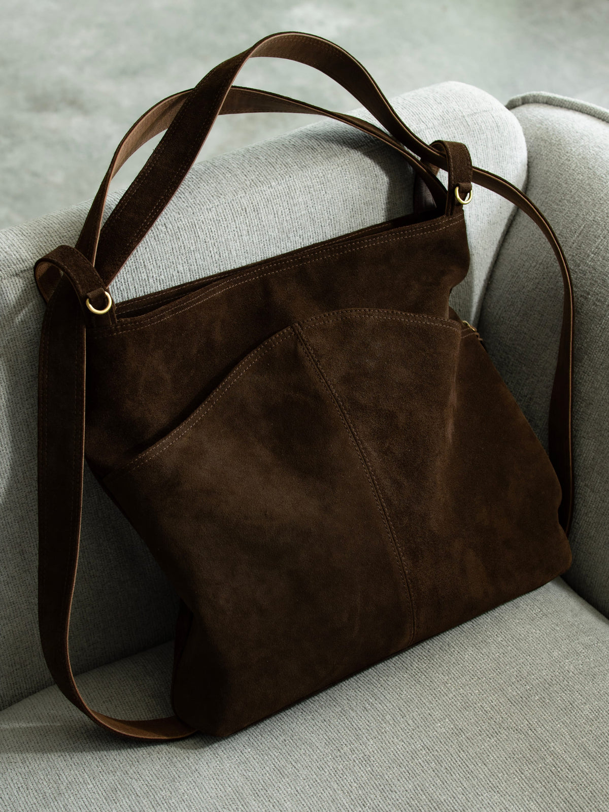 Mandrn [PRE-ORDER] Evra - Espresso Suede tote