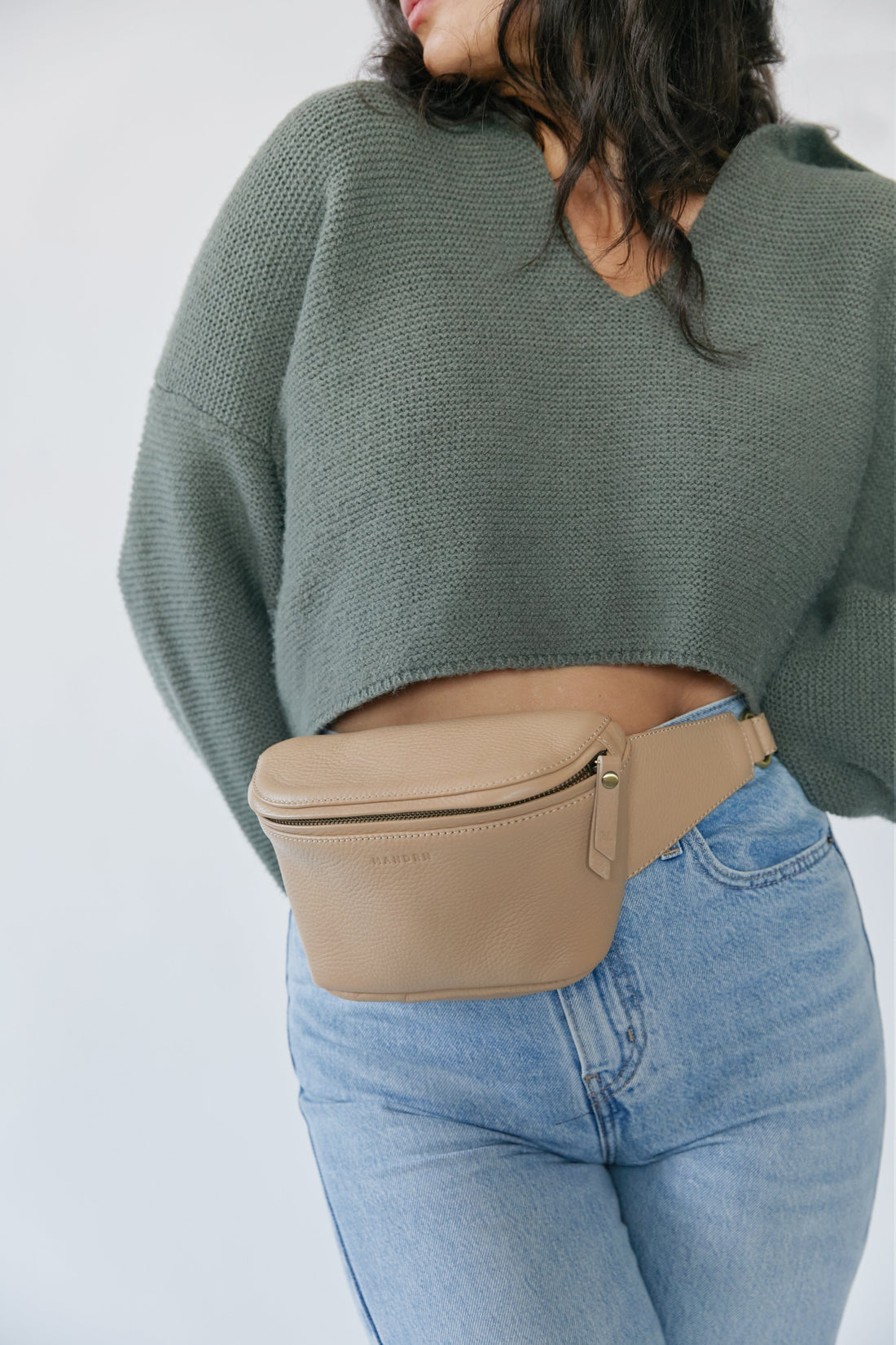 MANDRN  The Remy- Tan Leather Fanny Pack