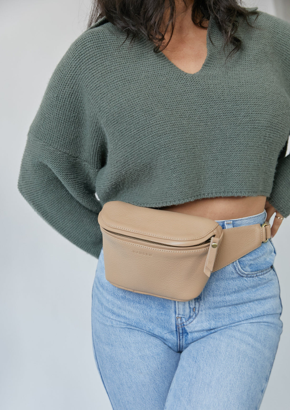 MANDRN  The Remy- Tan Leather Fanny Pack