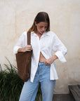 MANDRN [PRE-ORDER] - Woven Evra Tote - Saddle (Dark) tote