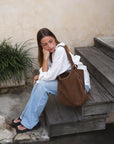 MANDRN [PRE-ORDER] - Woven Evra Tote - Saddle (Dark) tote
