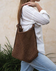 MANDRN [PRE-ORDER] - Woven Evra Tote - Saddle (Dark) tote