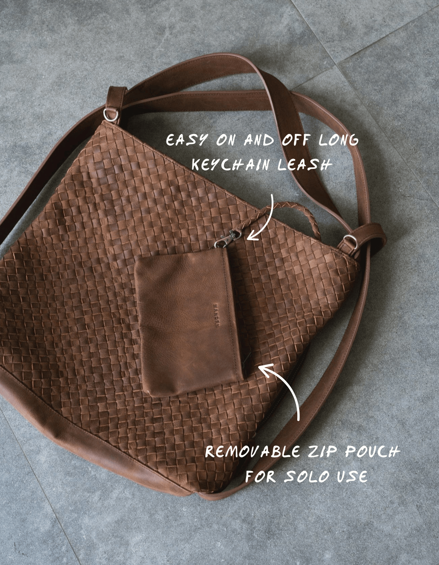 MANDRN [PRE-ORDER]- Woven Evra Tote - Saddle (Dark) tote