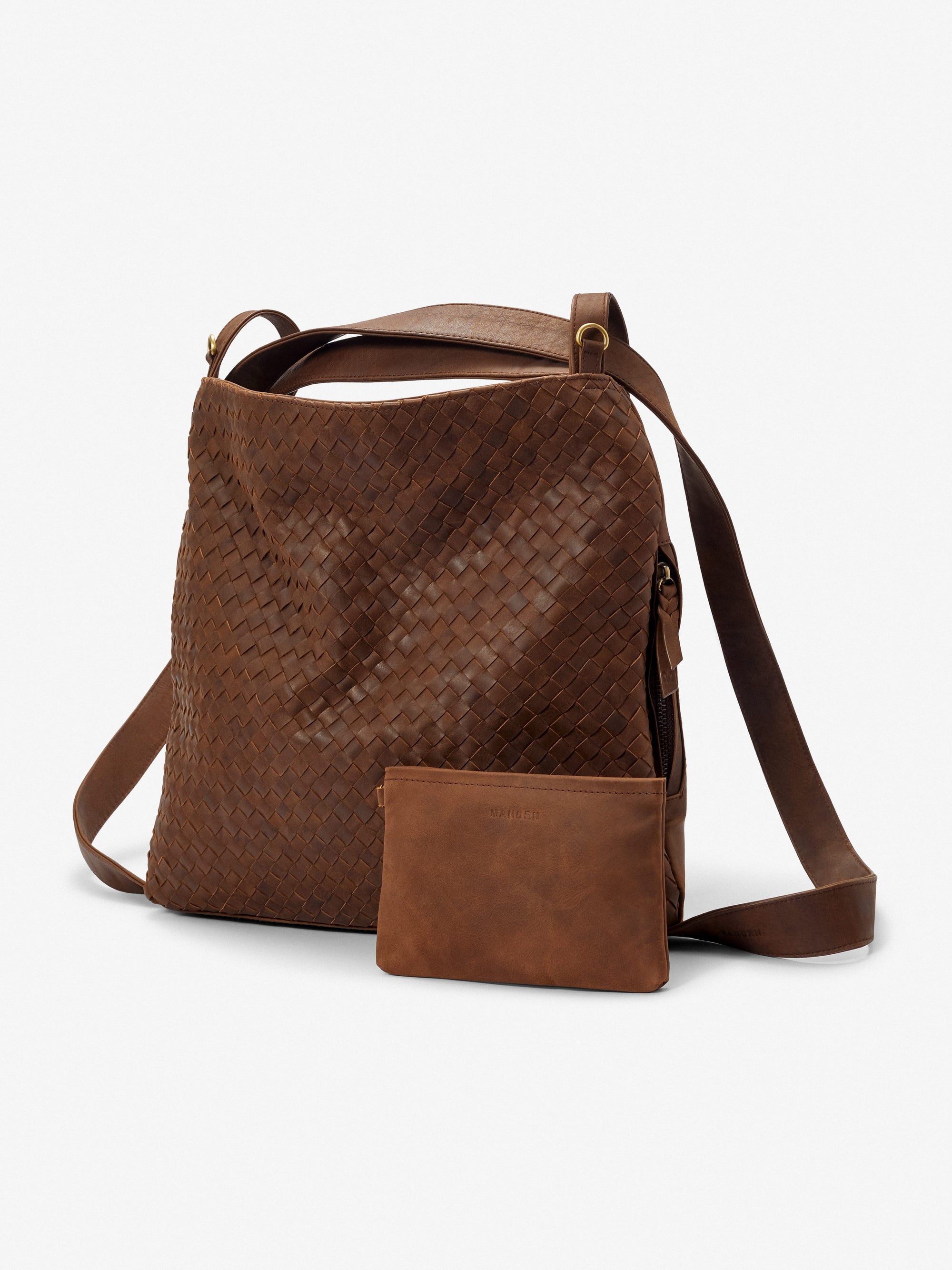 MANDRN [PRE-ORDER] Woven Evra Tote - Saddle (Dark) tote