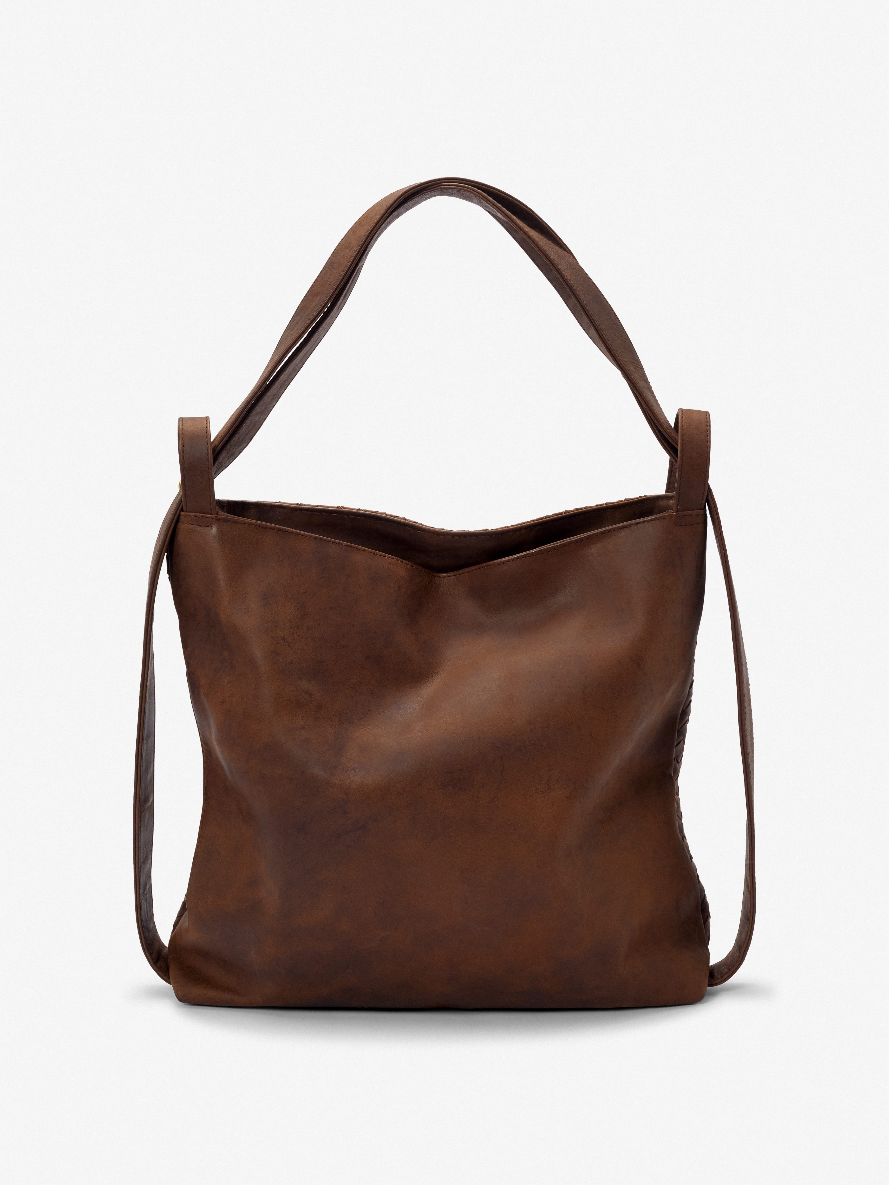 MANDRN | The Woven Evra Tote - Saddle Dark