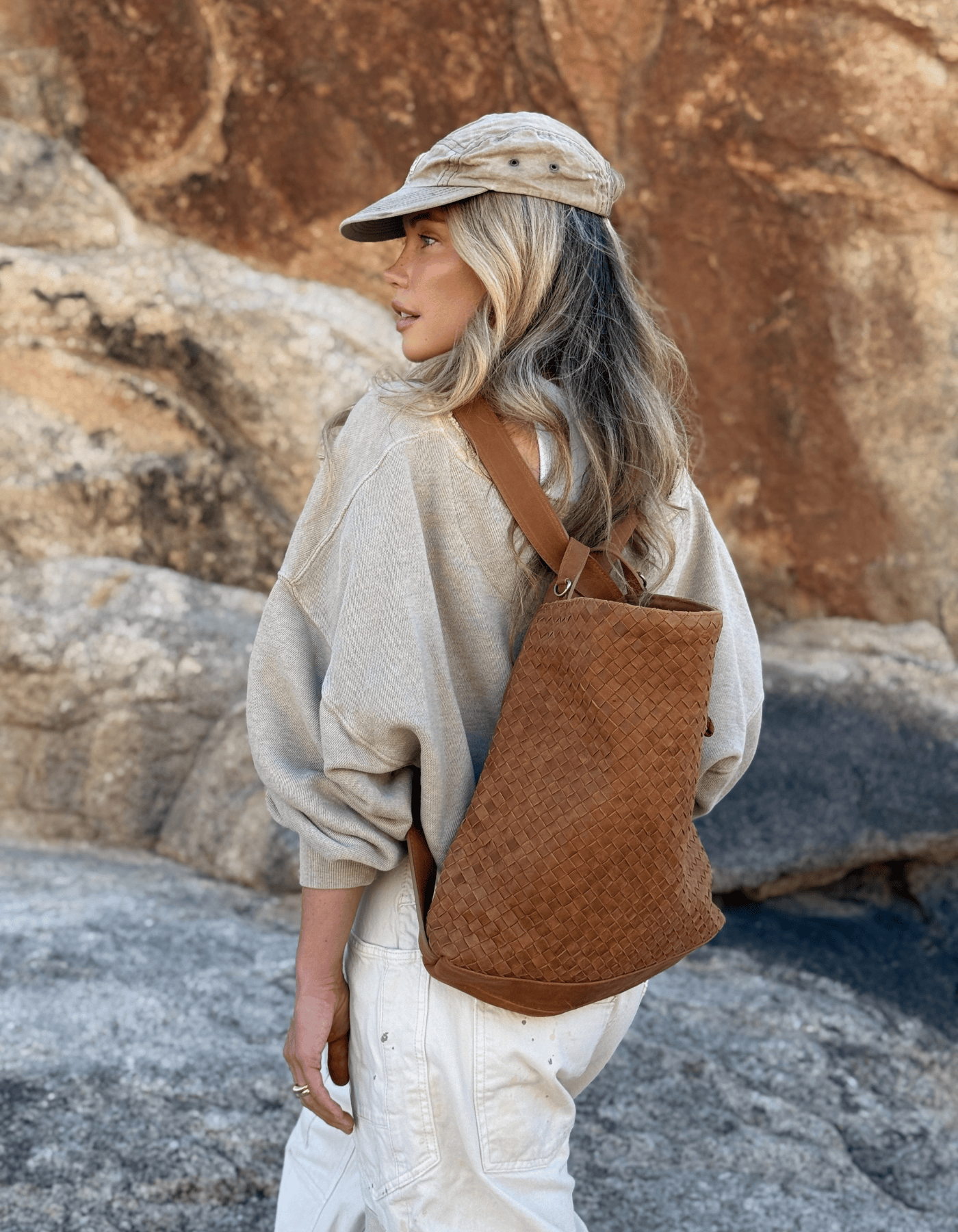 MANDRN [PRE-ORDER]- Woven Evra Tote - Saddle (Light) tote