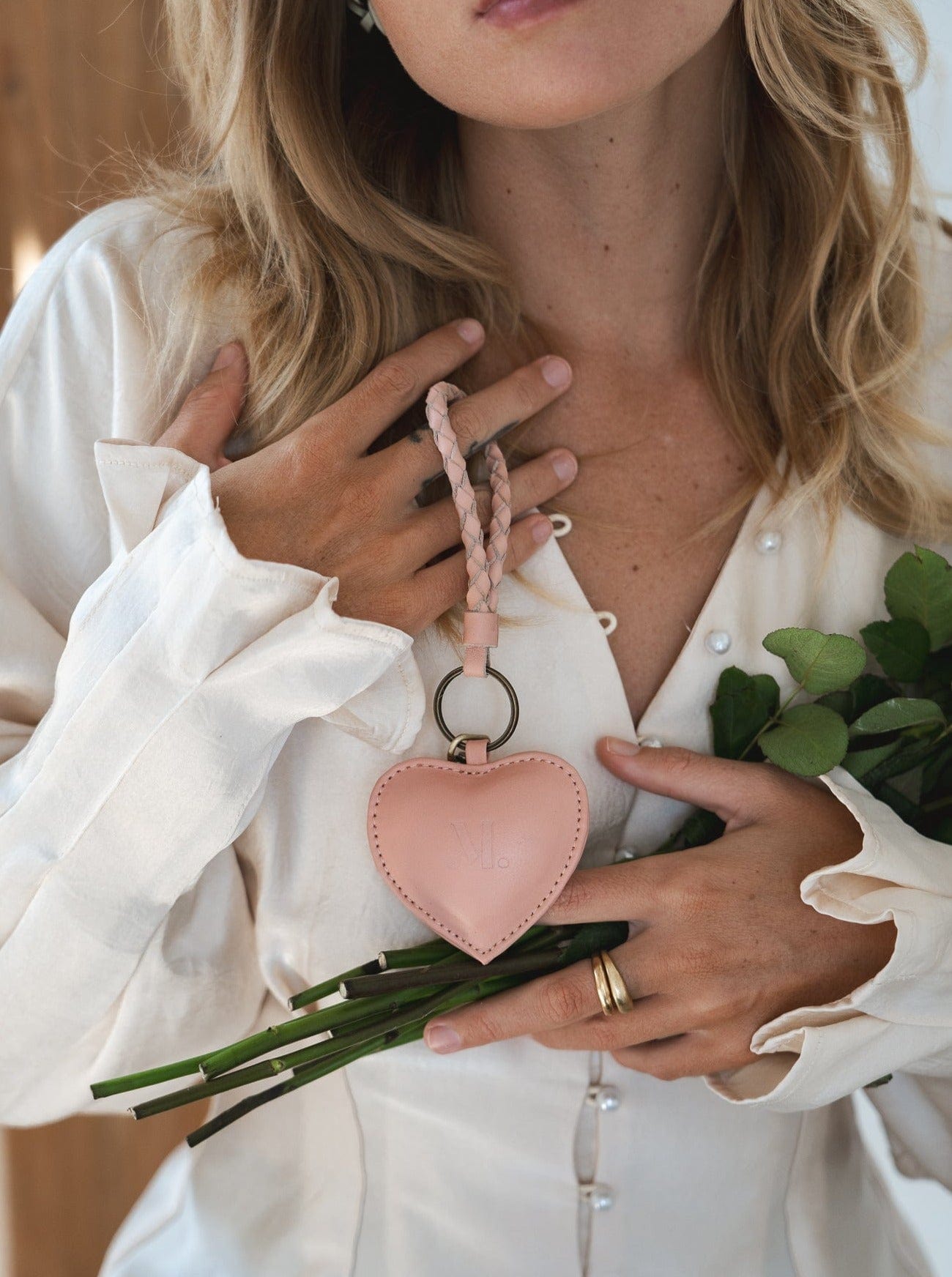 Mandrn Puffy Heart Keychain- Pink Keychain