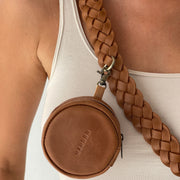 Denel Black & Gold Signature Pattern Leather Belt Bag