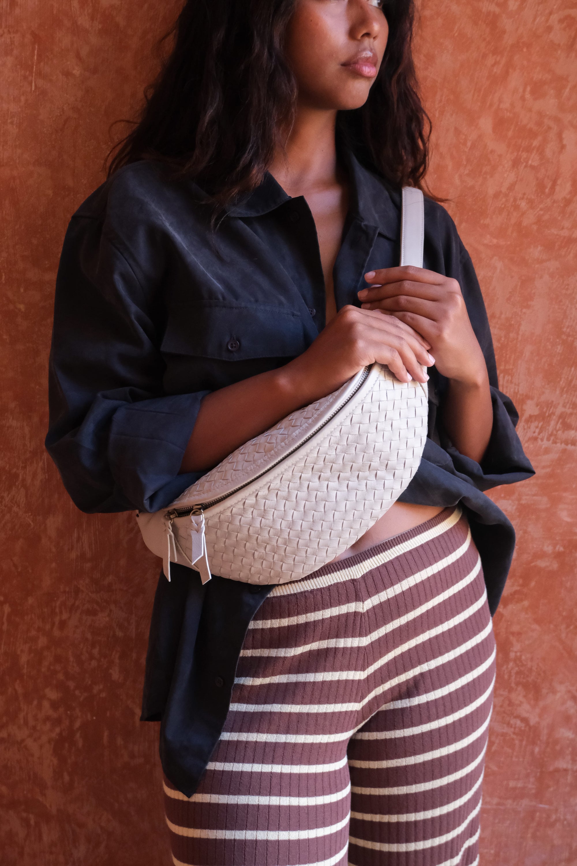 Mandrn Woven Atlas - Bone Crossbody Bag