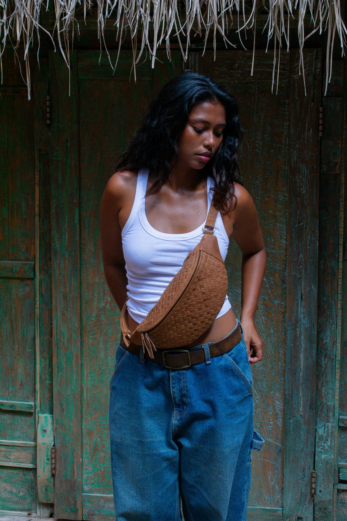 Mandrn Woven Atlas - Saddle (Light) Crossbody Bag