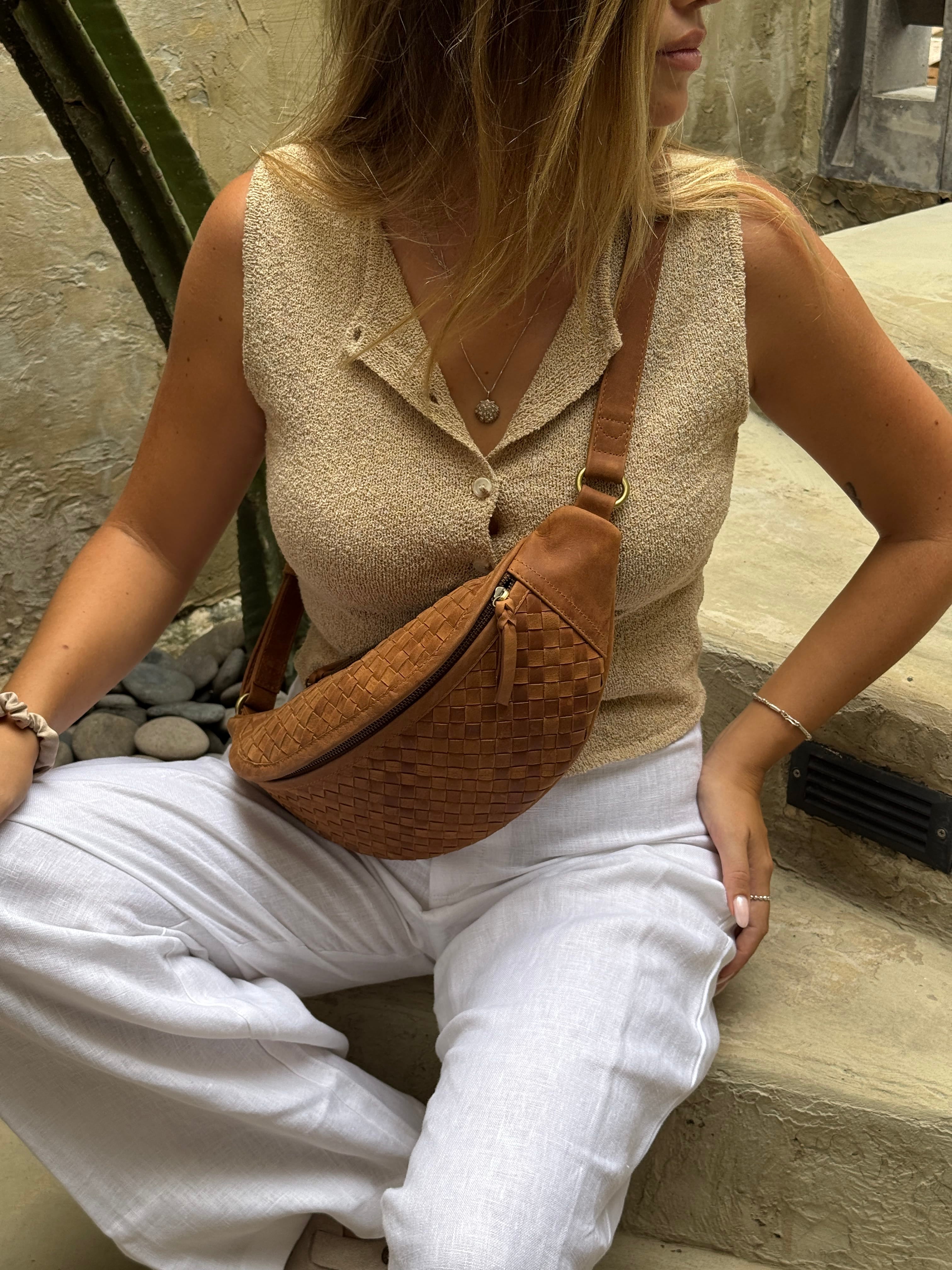 Mandrn Woven Atlas - Saddle (Light) Crossbody Bag