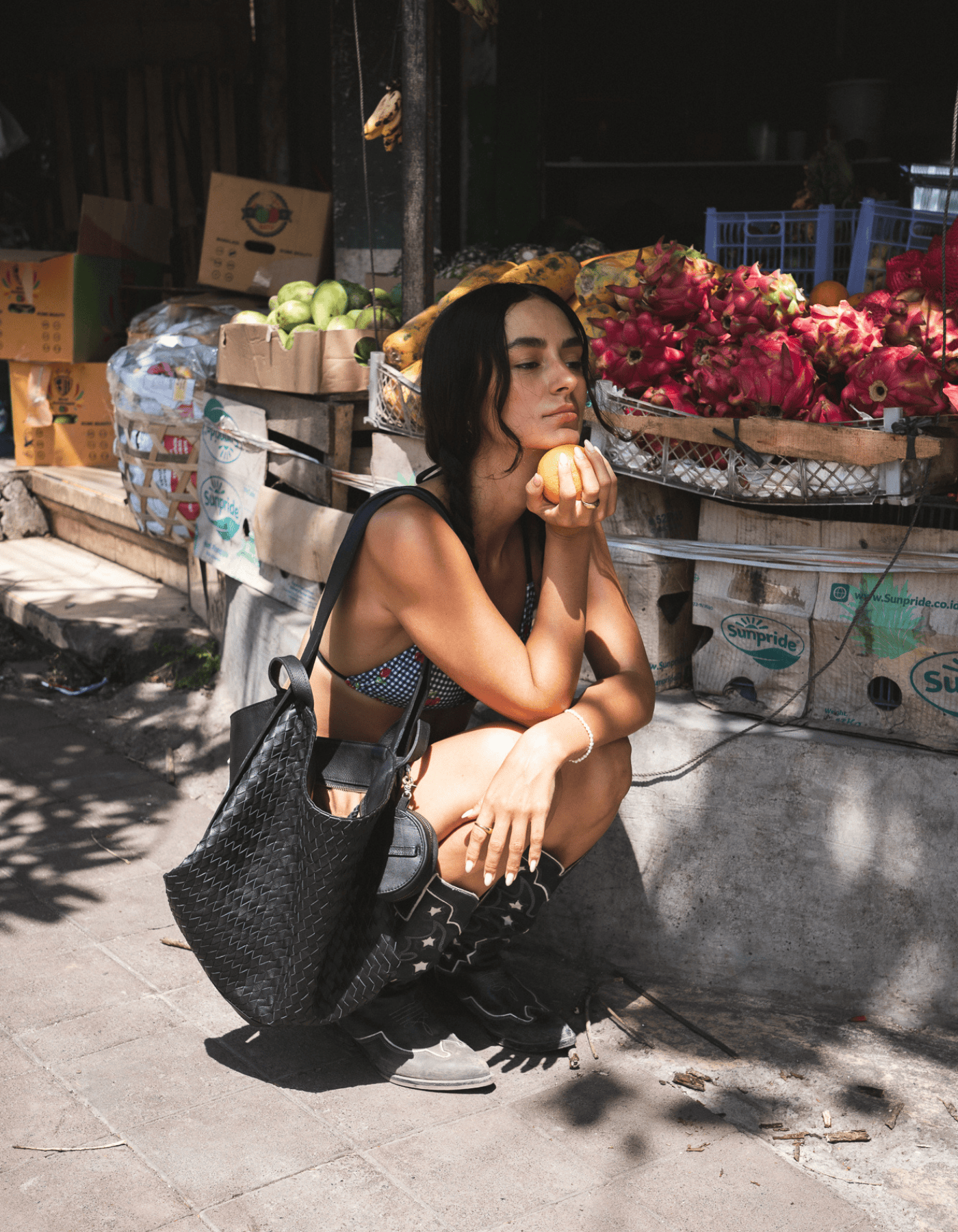 MANDRN Woven Evra Tote - Black tote