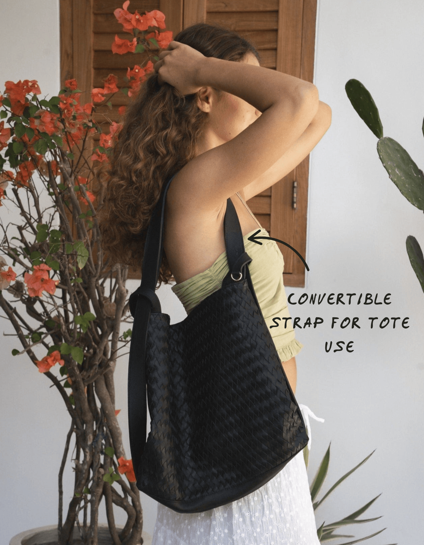 MANDRN Woven Evra Tote - Black tote